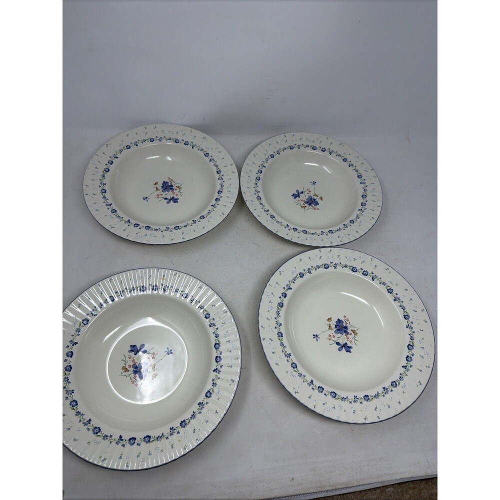 Mikasa Classic Elegance Forget-Me-Not FL010 Set of 4 Soup Cereal Bowls Japan